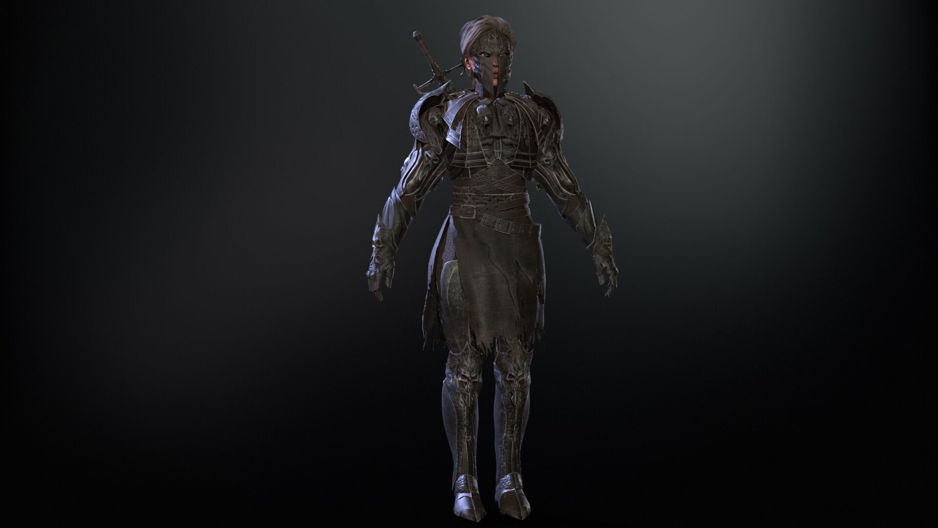 KnightGirl2 Low-poly 3D model_29