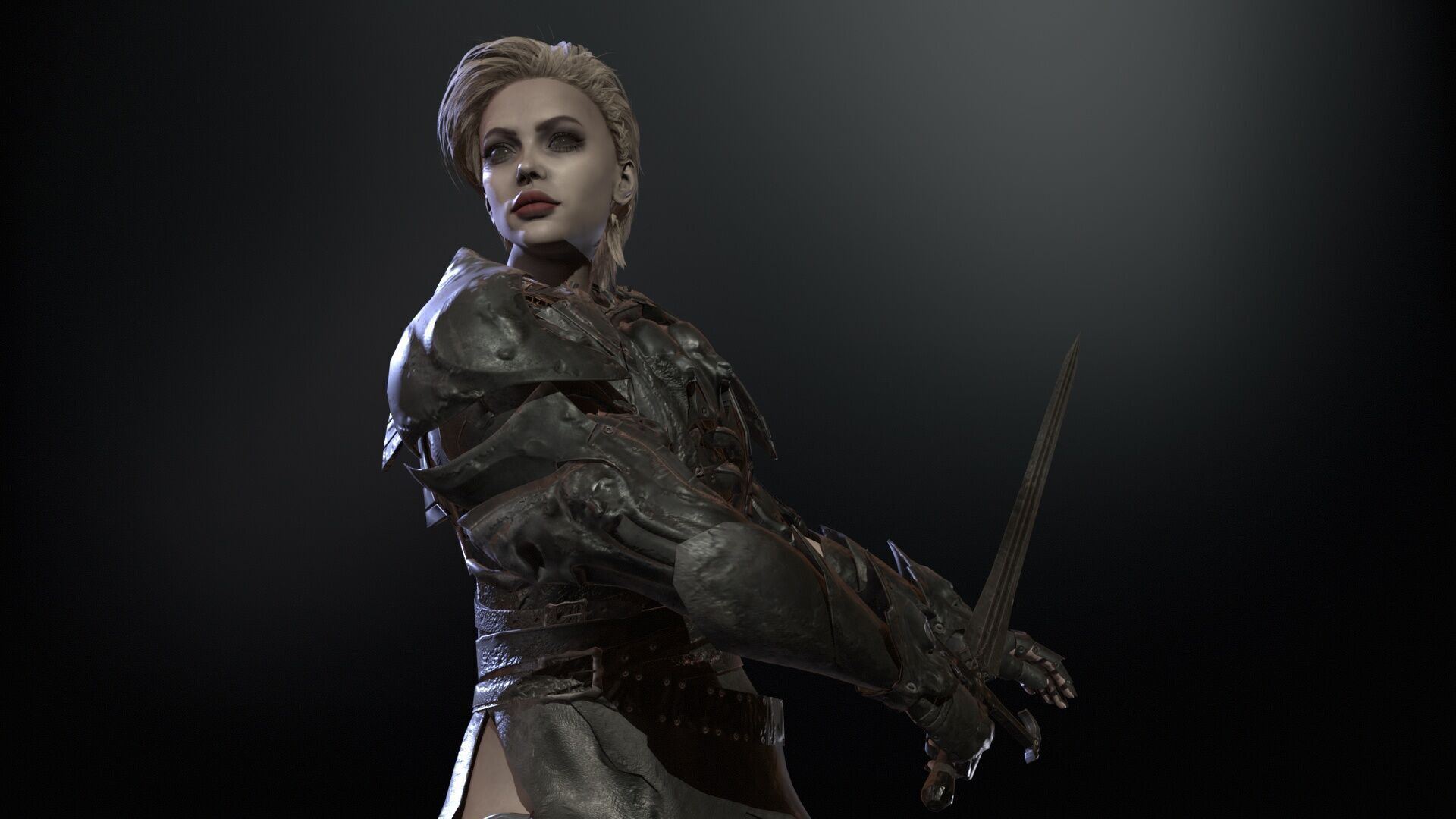 KnightGirl2 Low-poly 3D model_8