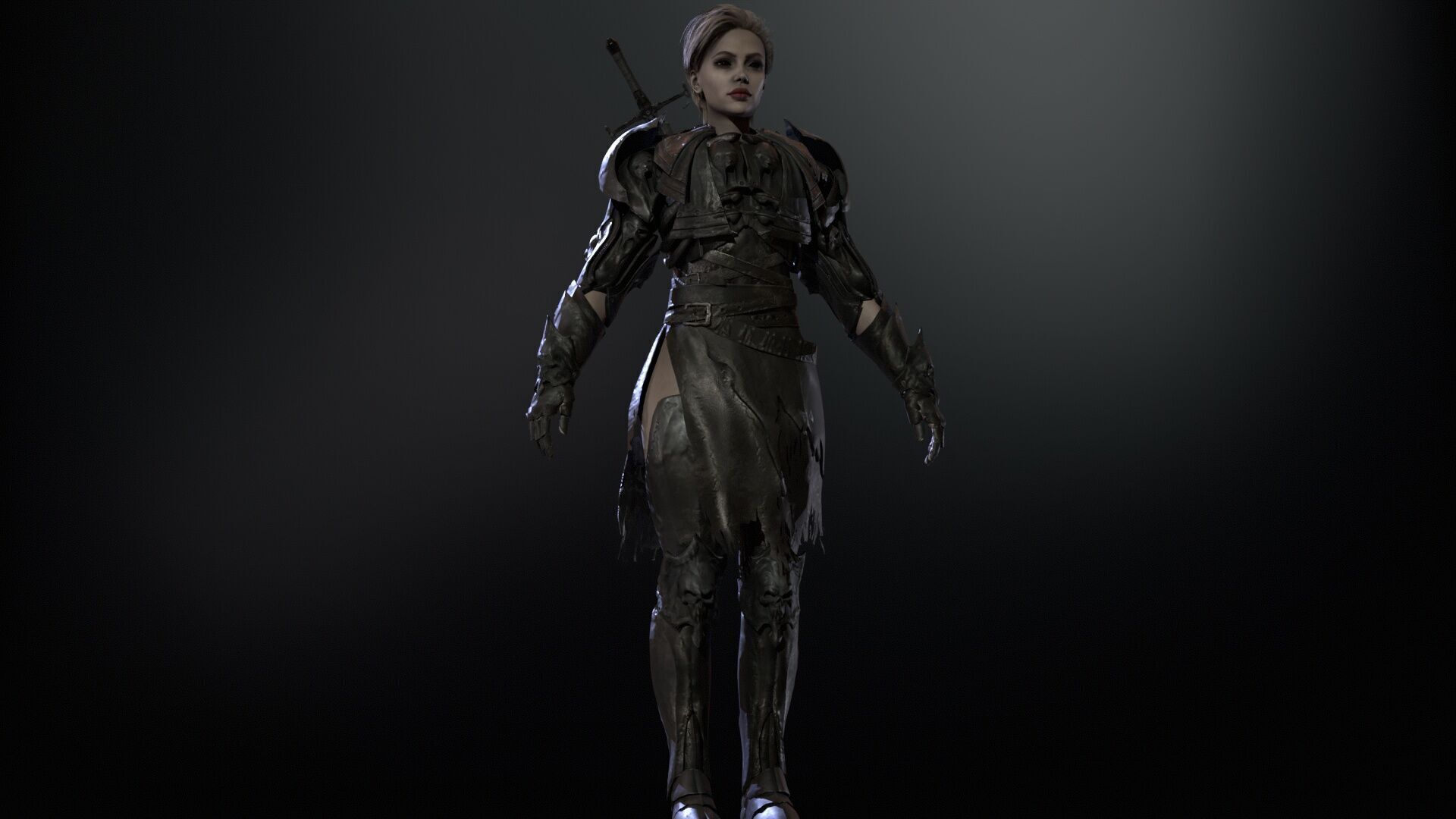 KnightGirl2 Low-poly 3D model_7