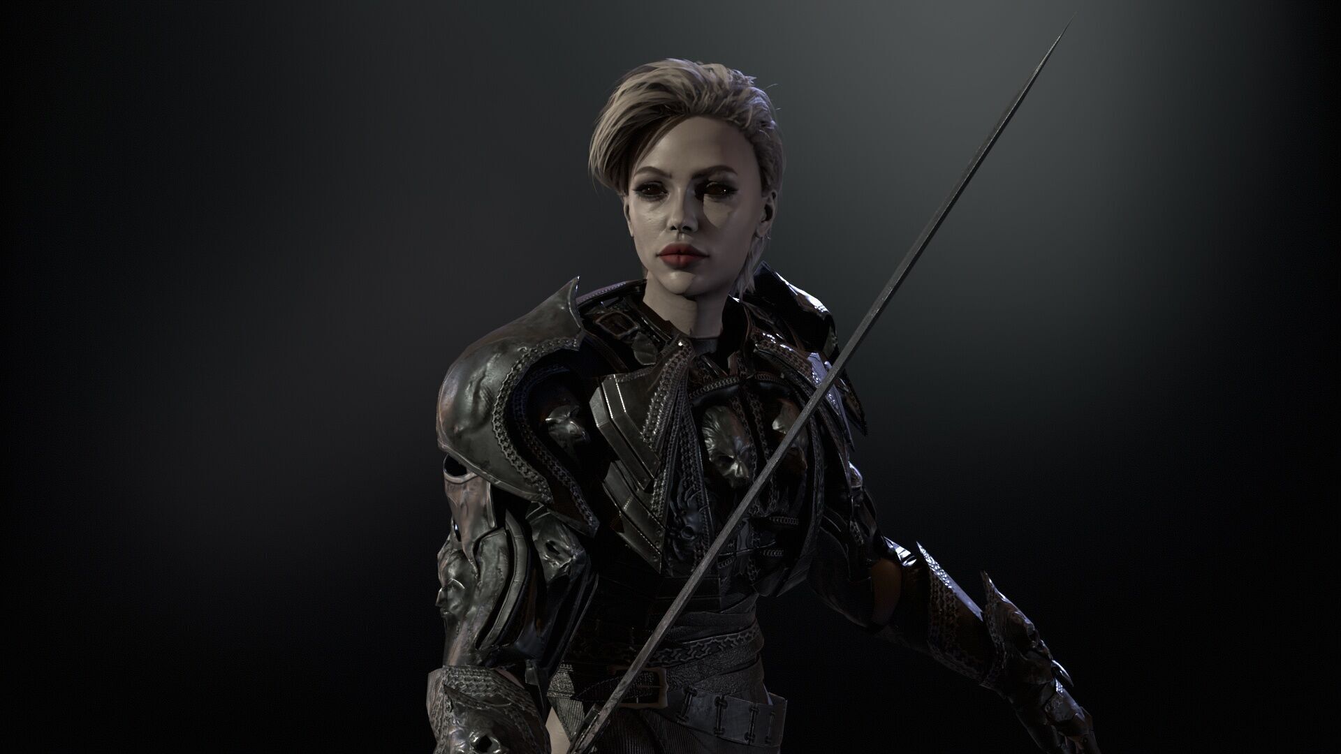 KnightGirl2 Low-poly 3D model_16