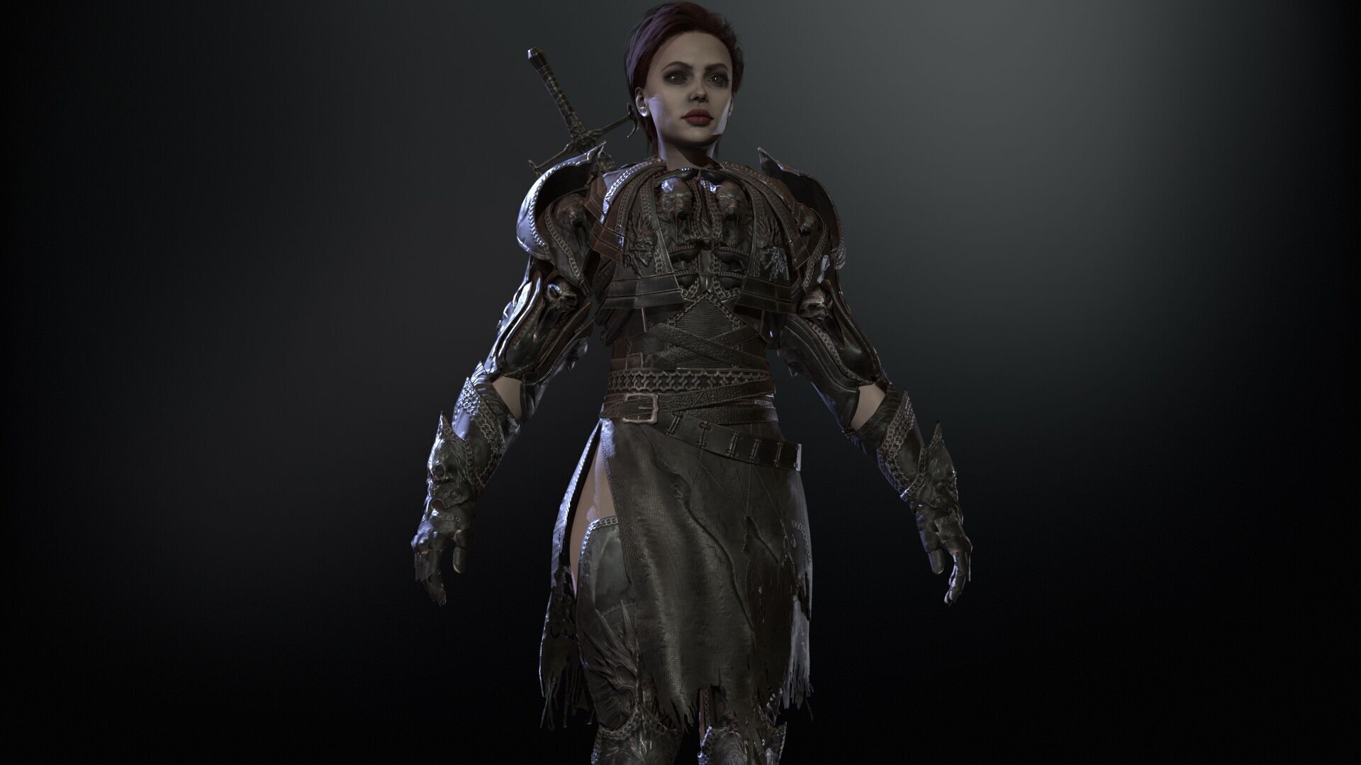 KnightGirl2 Low-poly 3D model_19