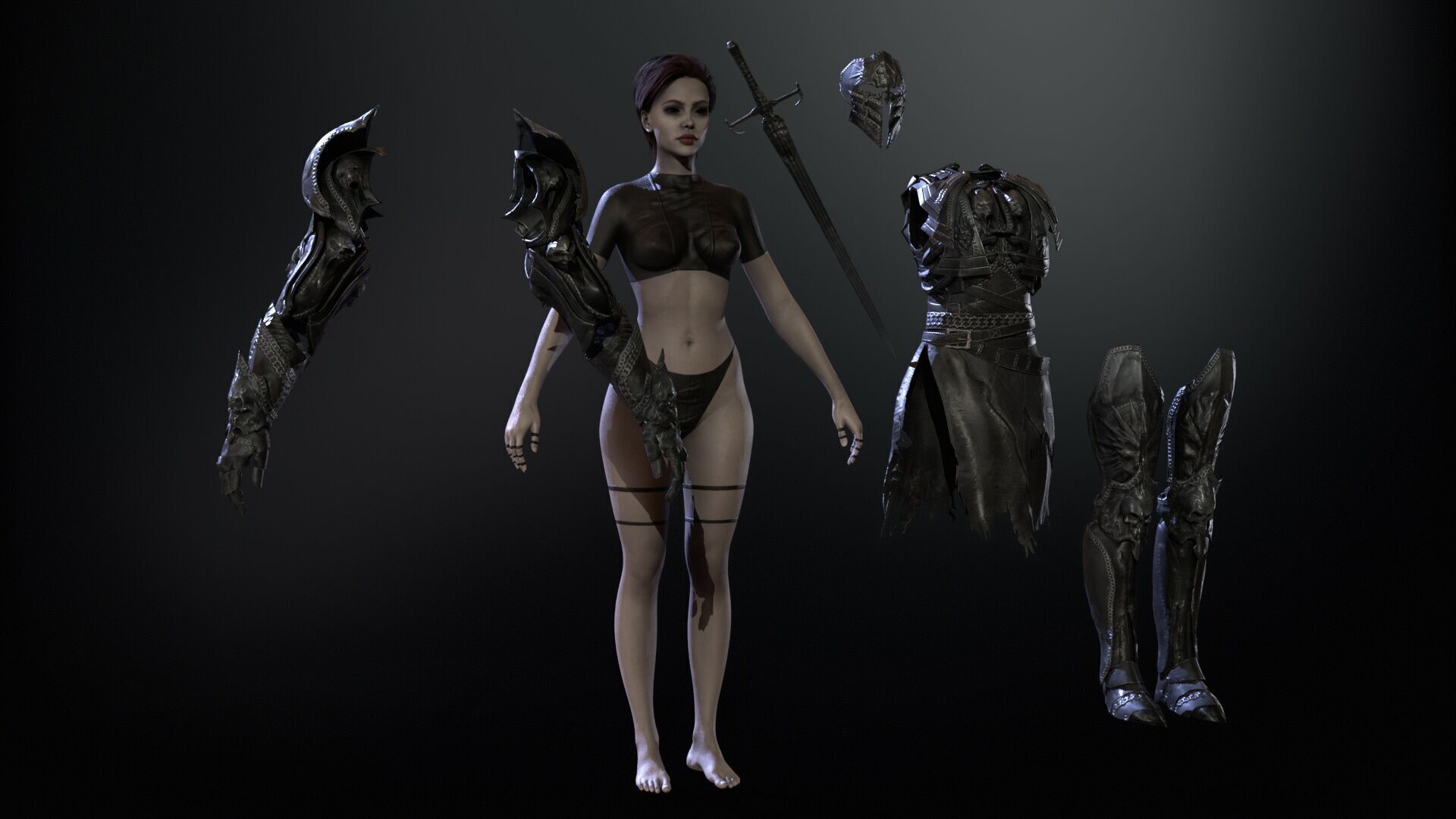 KnightGirl2 Low-poly 3D model_27