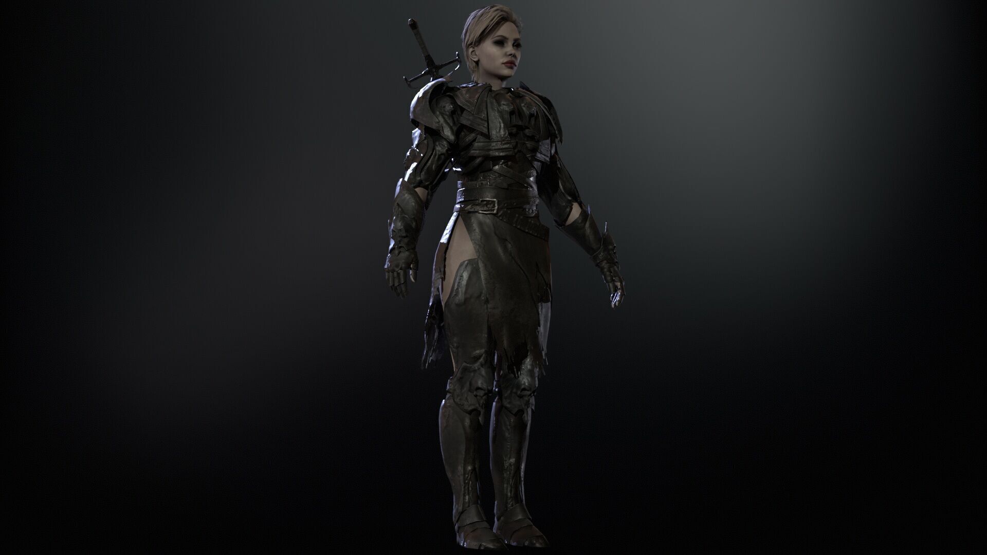 KnightGirl2 Low-poly 3D model_11