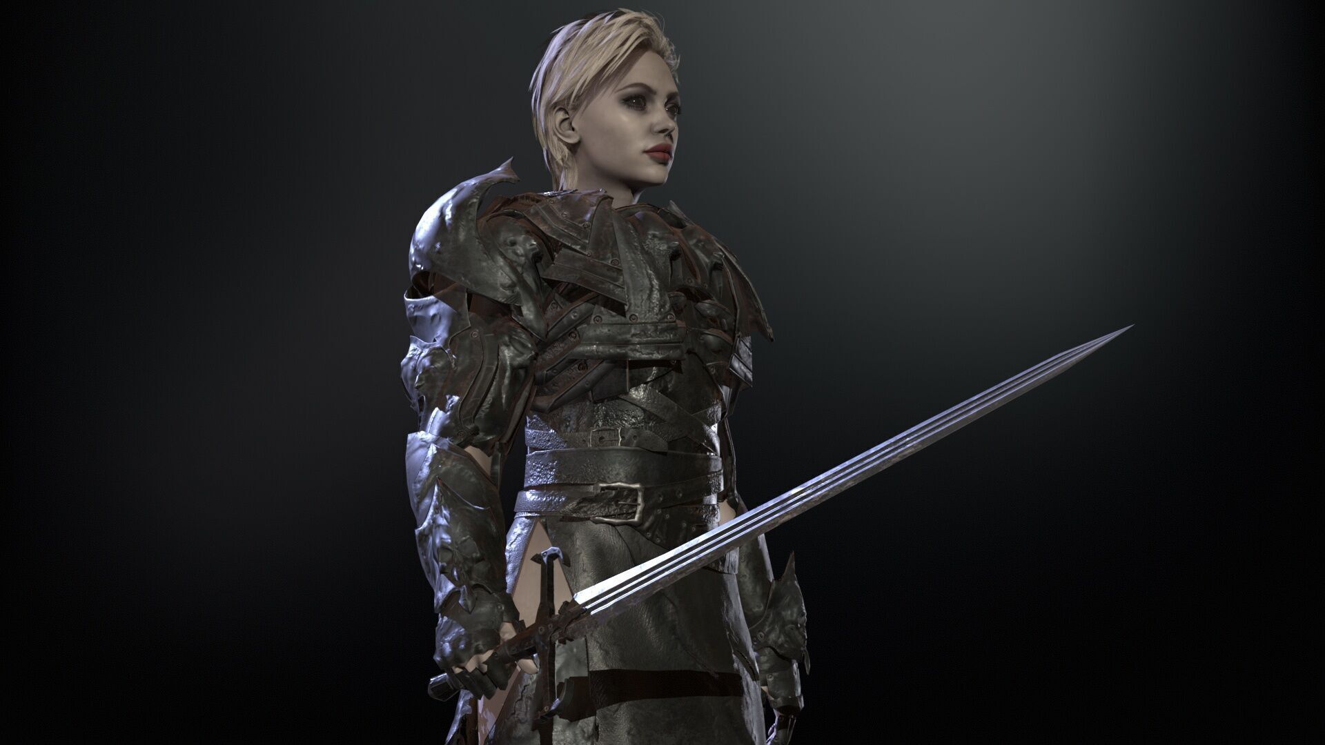 KnightGirl2 Low-poly 3D model_12