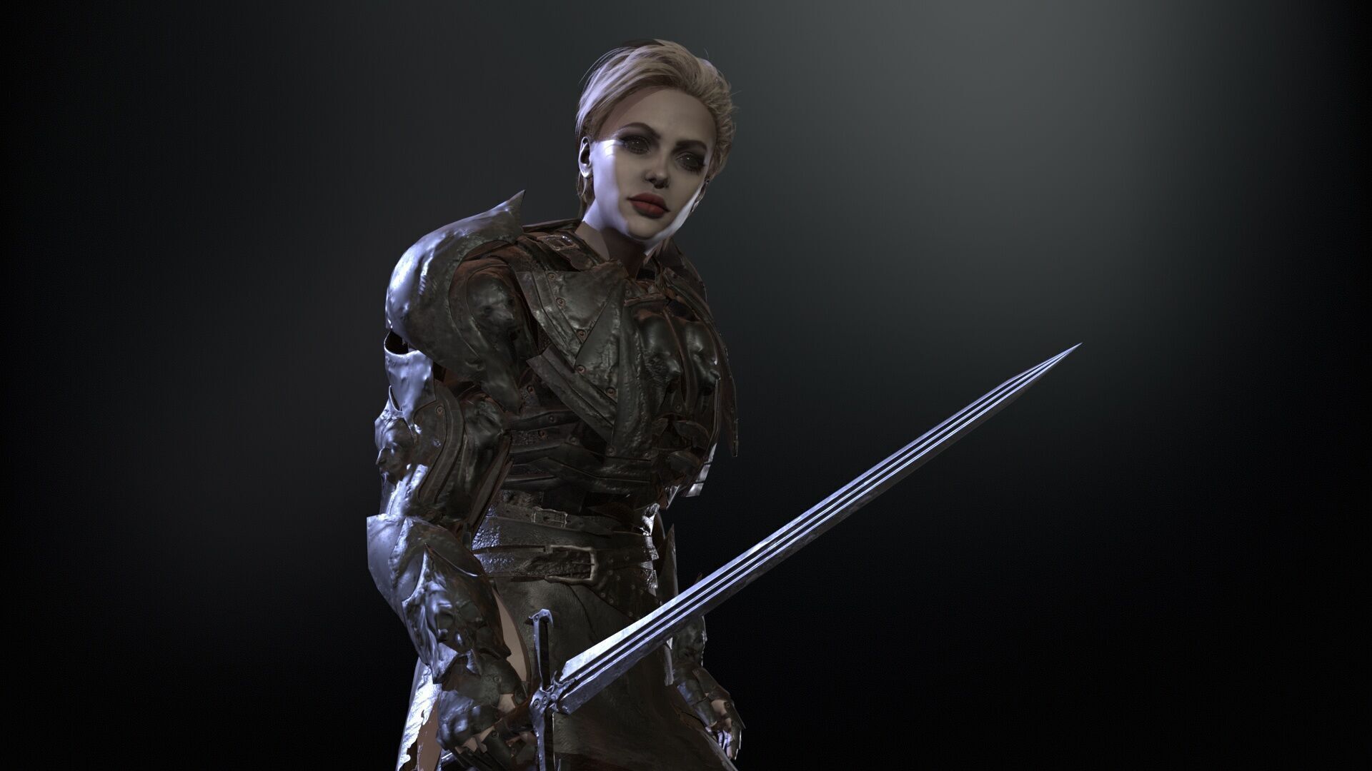 KnightGirl2 Low-poly 3D model_6