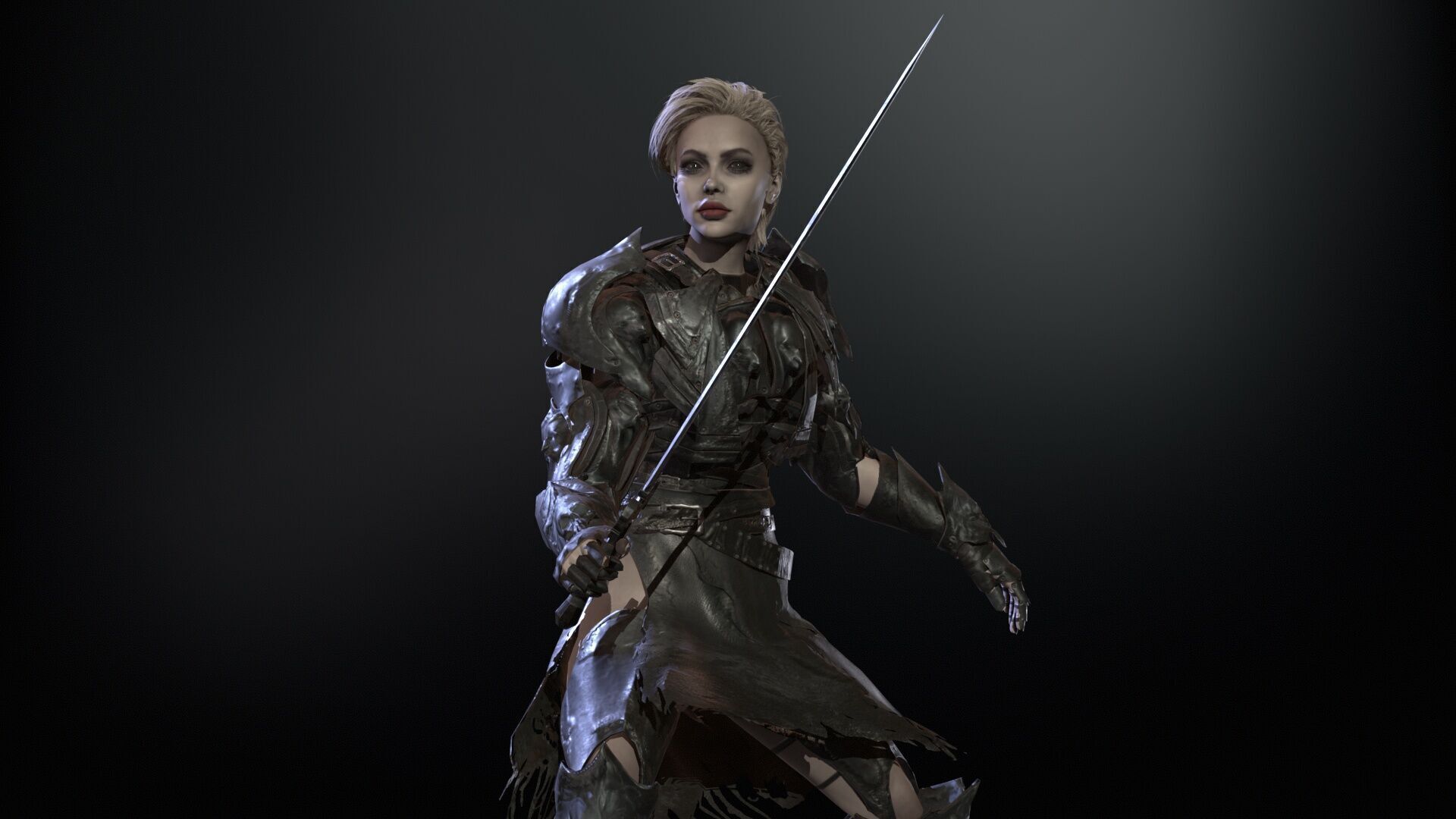 KnightGirl2 Low-poly 3D model_14