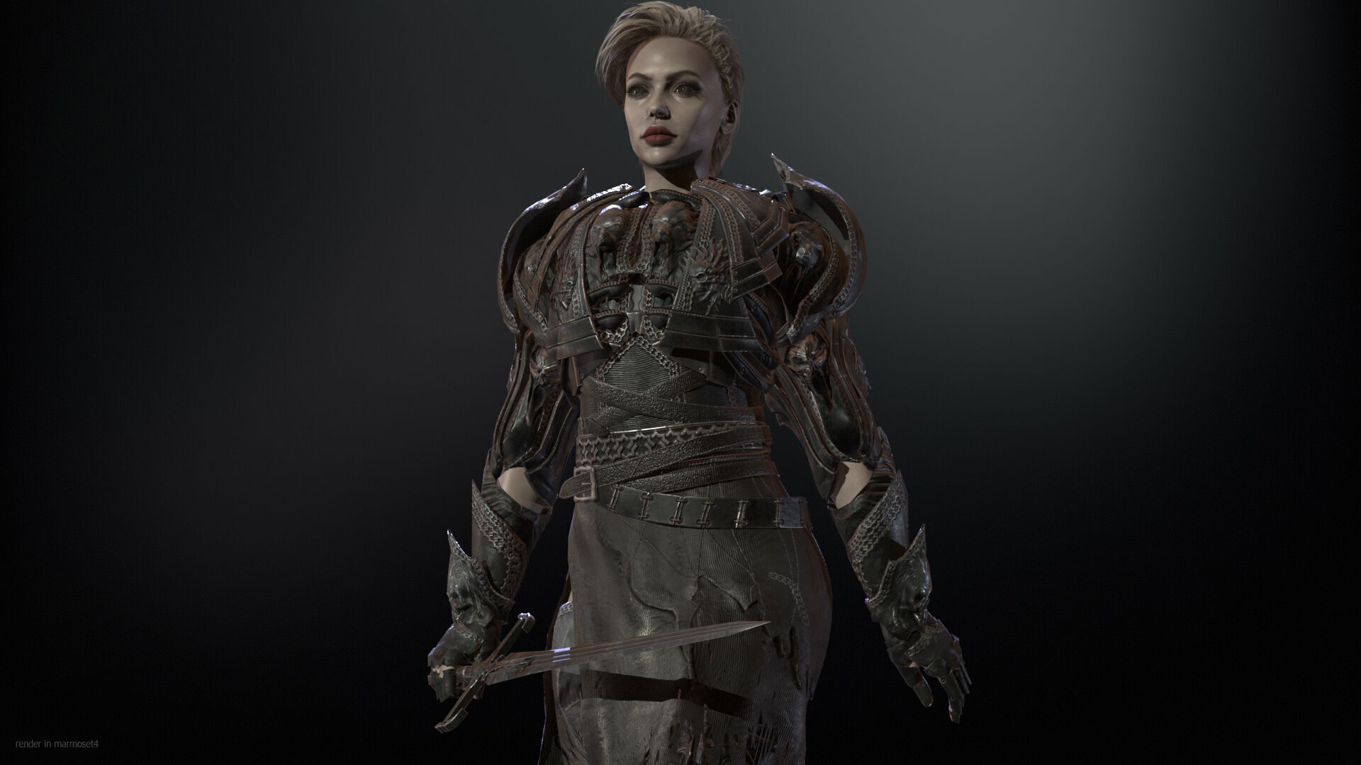 KnightGirl2 Low-poly 3D model_4