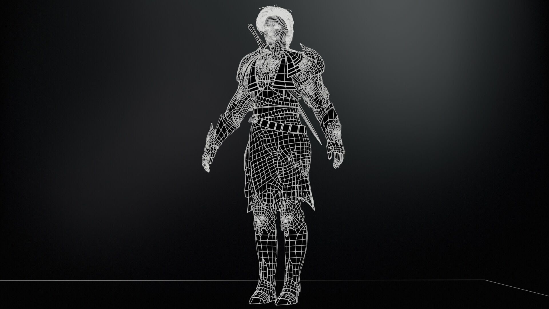 KnightGirl2 Low-poly 3D model_17