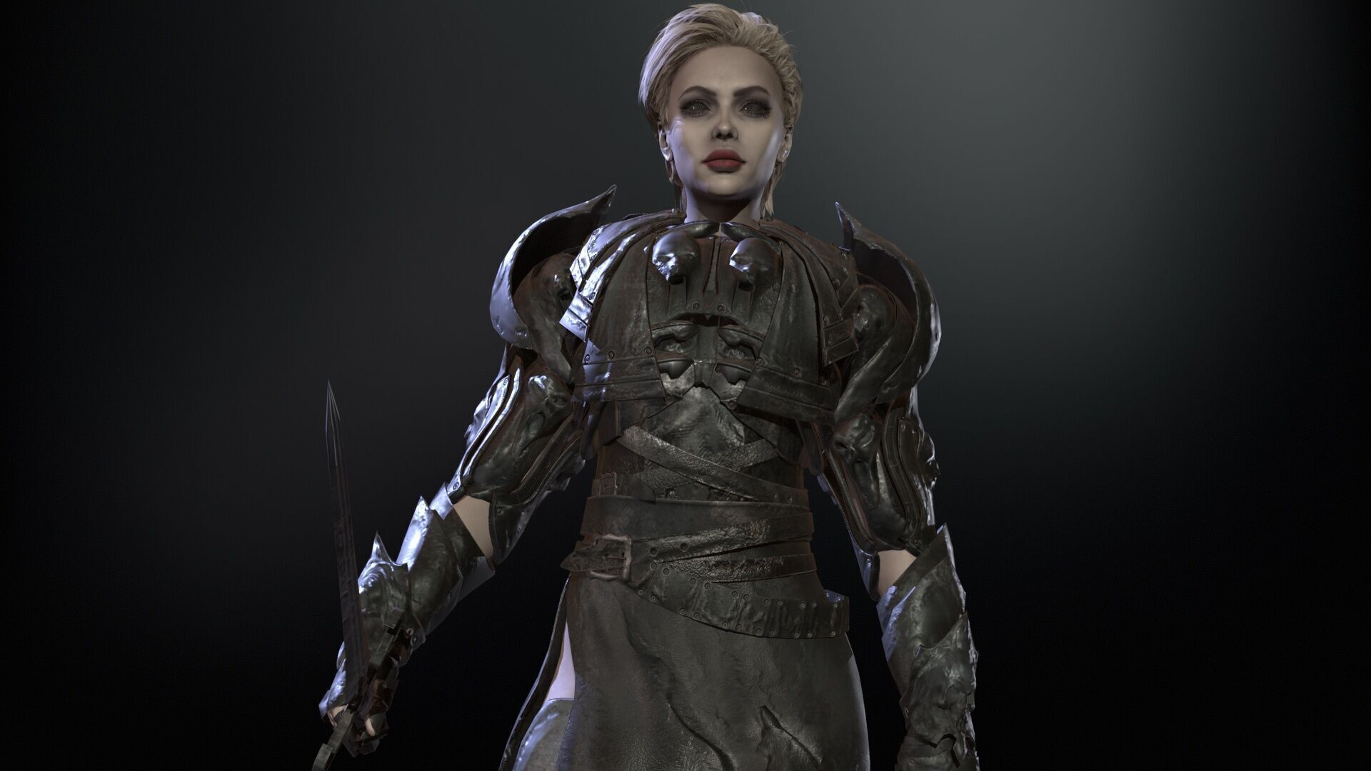 KnightGirl2 Low-poly 3D model_10