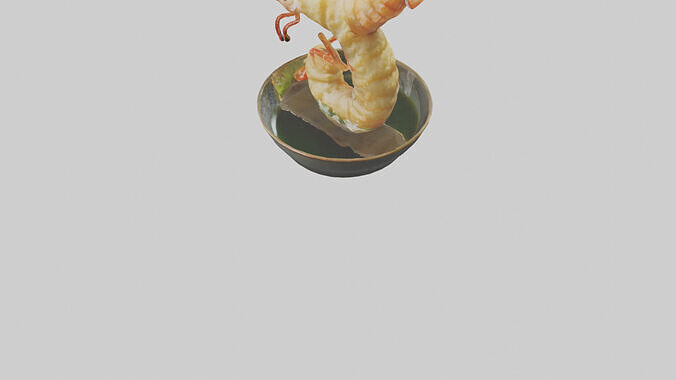 Tempura shrimp model Low-poly 3D model 7