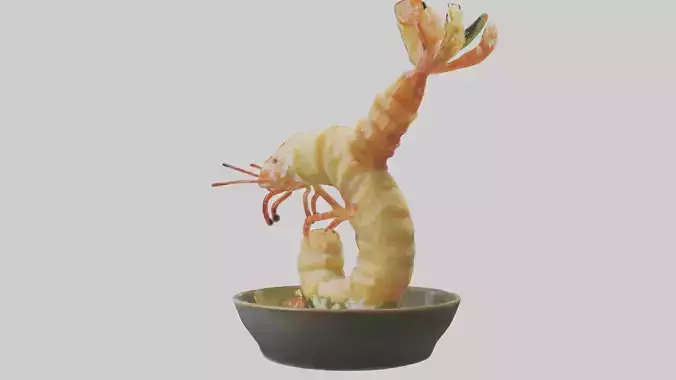 Tempura shrimp model Low-poly 3D model
