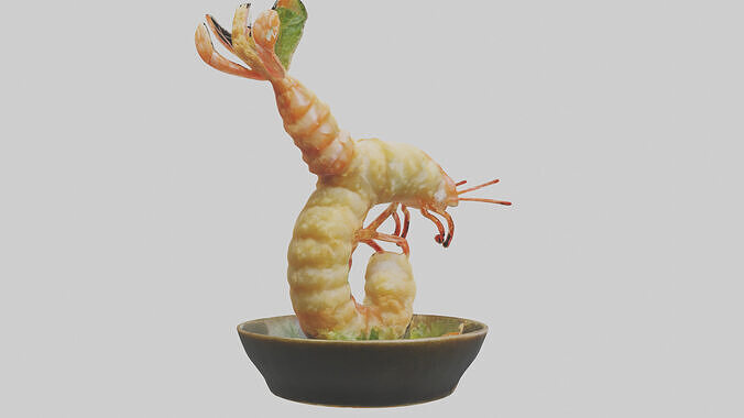 Tempura shrimp model Low-poly 3D model 4