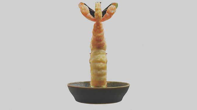 Tempura shrimp model Low-poly 3D model 2