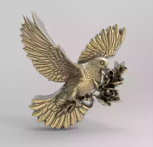 white dove with olive branch cnc  3D print model