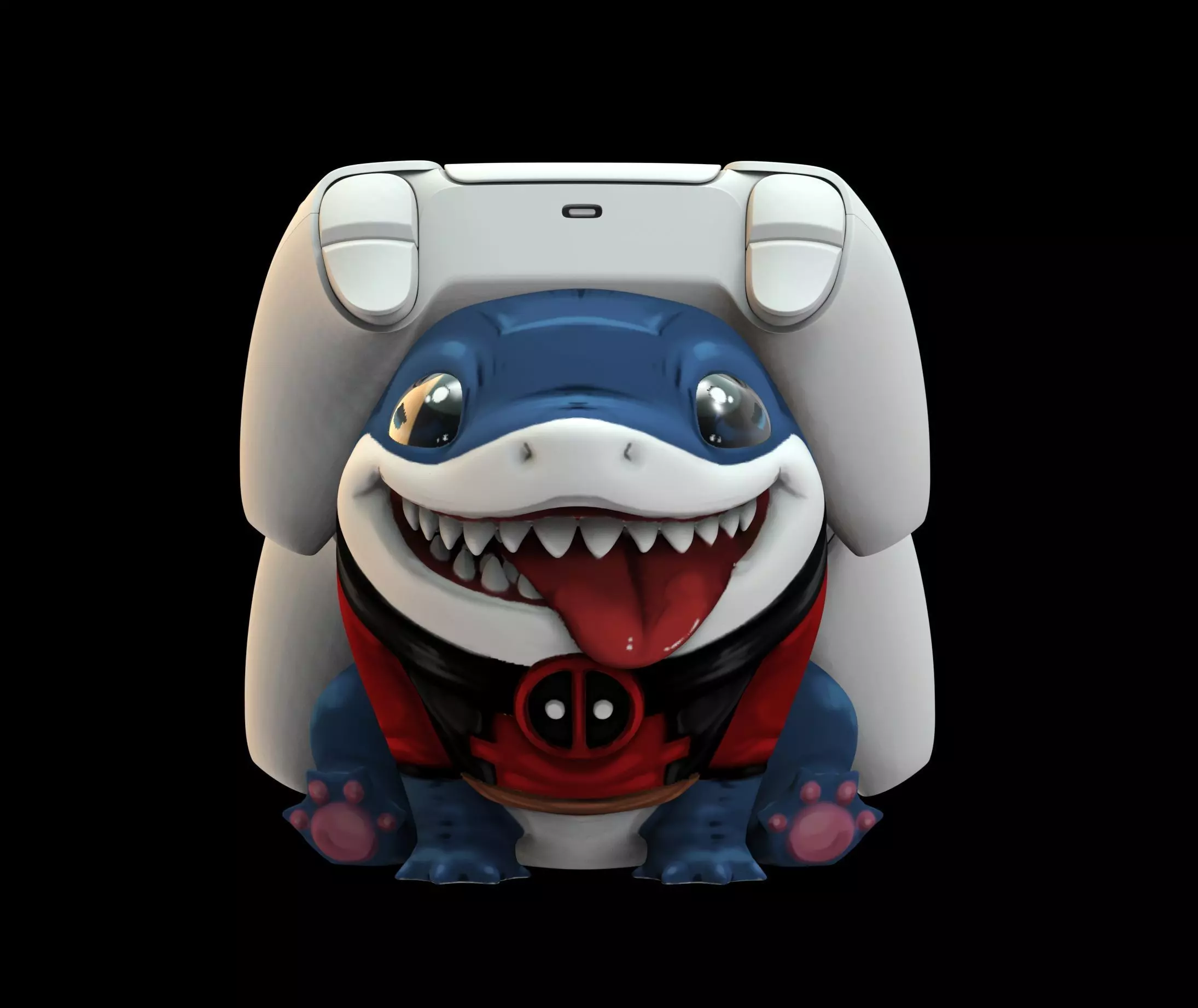 Jeff the Shark Marvel rivals Deadpool dual PS5 controllers stand 3D print model
