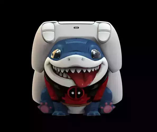 Jeff the Shark Marvel rivals Deadpool dual PS5 controllers stand 3D print model
