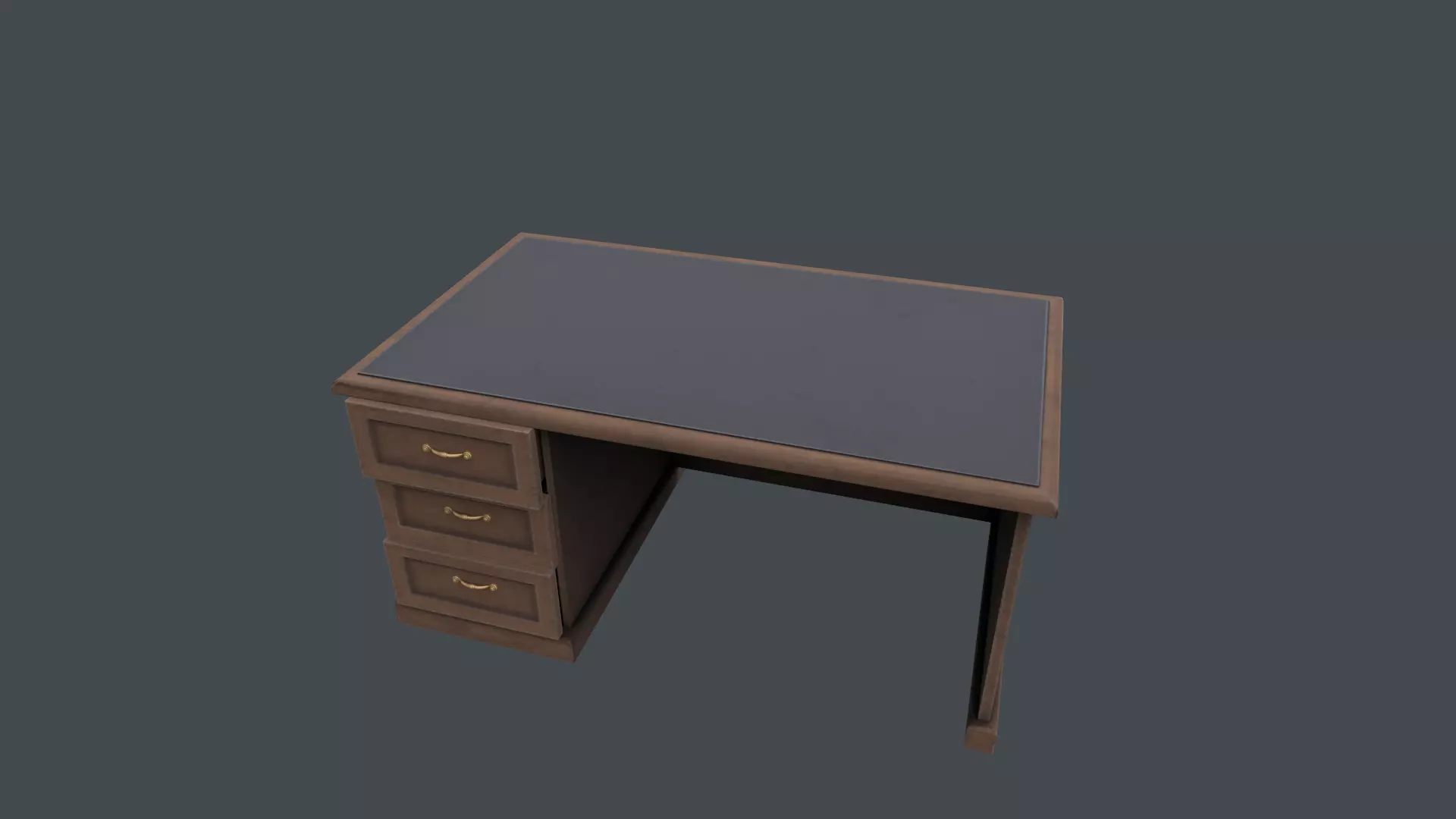 Wooden office table Low-poly 3D model