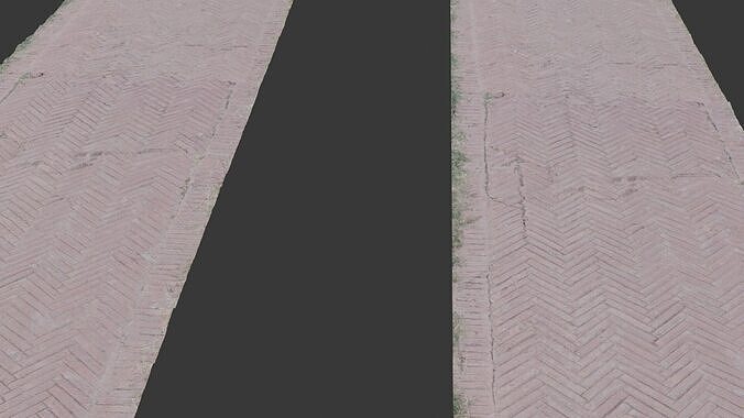 Herringbone Brick Road - 3D Scanned PBR Model Low-poly 3D model