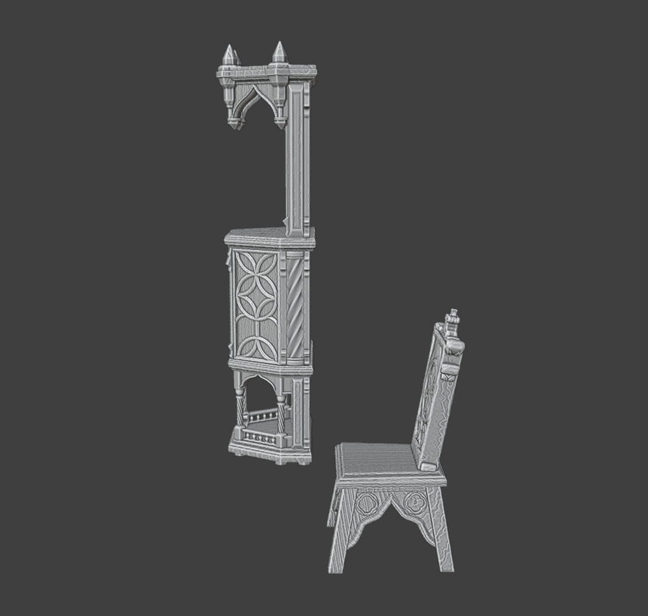 Gothic  Furniture  Set 2 3D print model_13