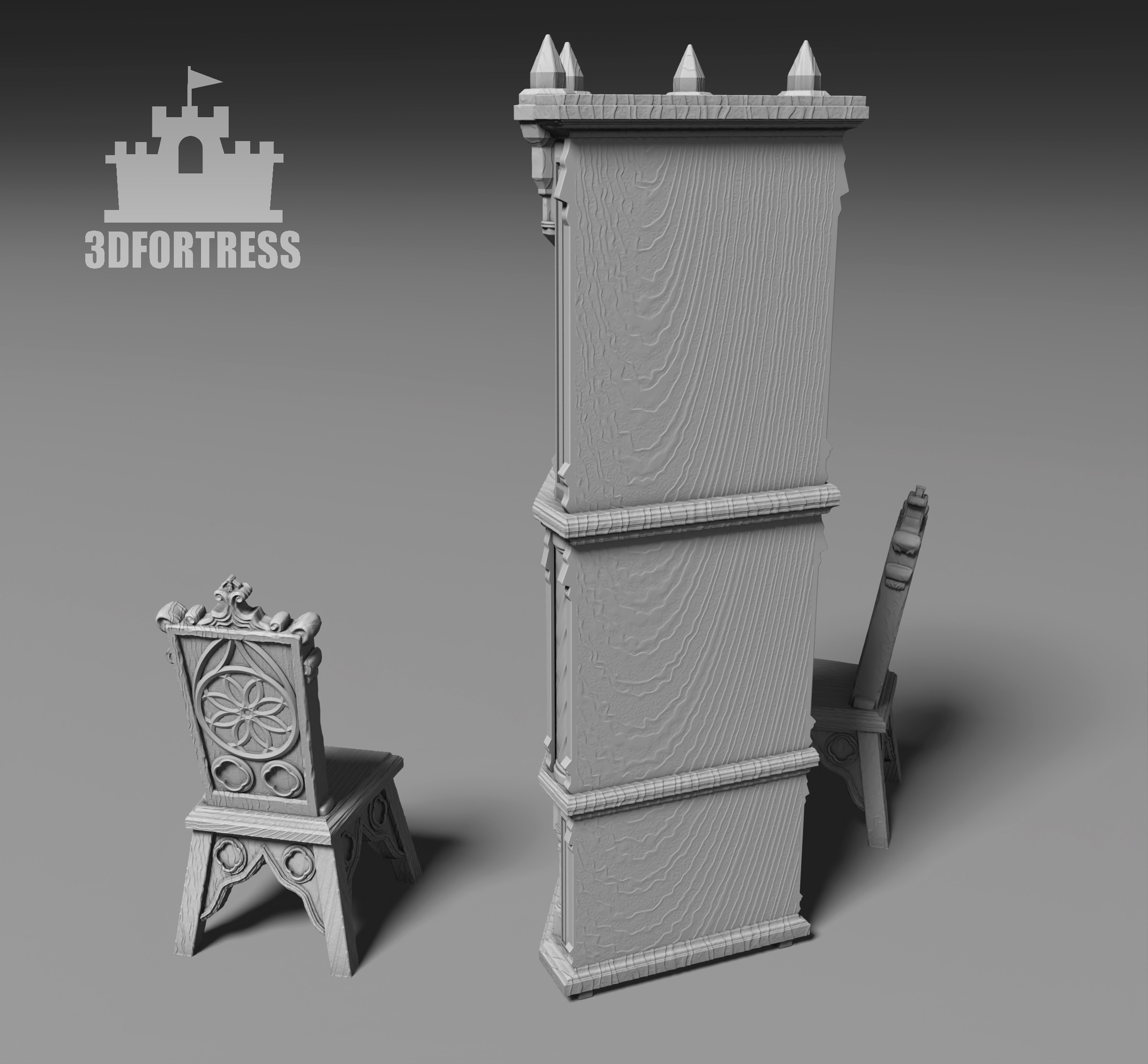 Gothic  Furniture  Set 2 3D print model_1