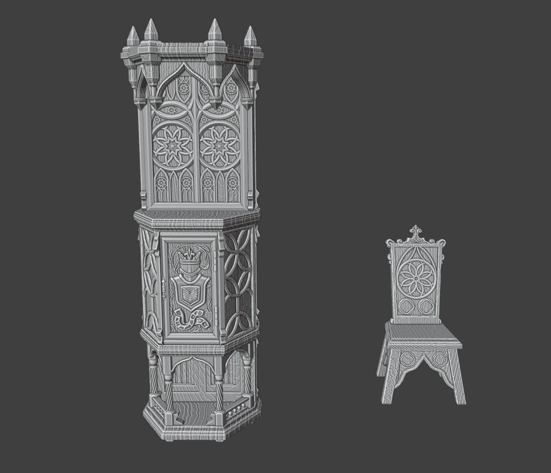Gothic  Furniture  Set 2 3D print model_4