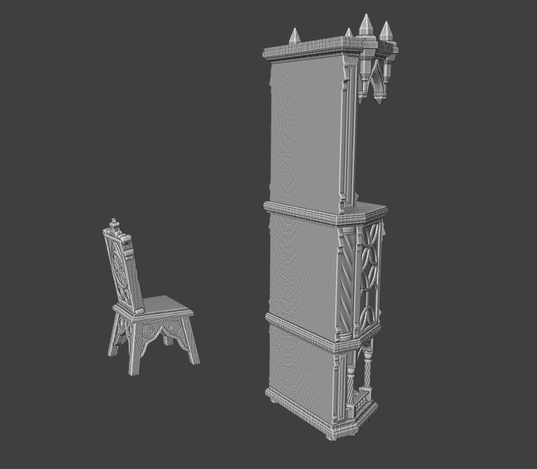 Gothic  Furniture  Set 2 3D print model_8