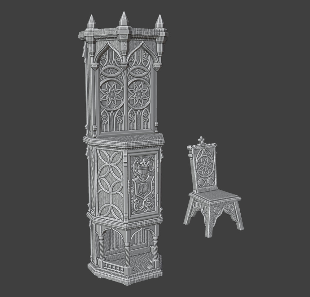 Gothic  Furniture  Set 2 3D print model_5