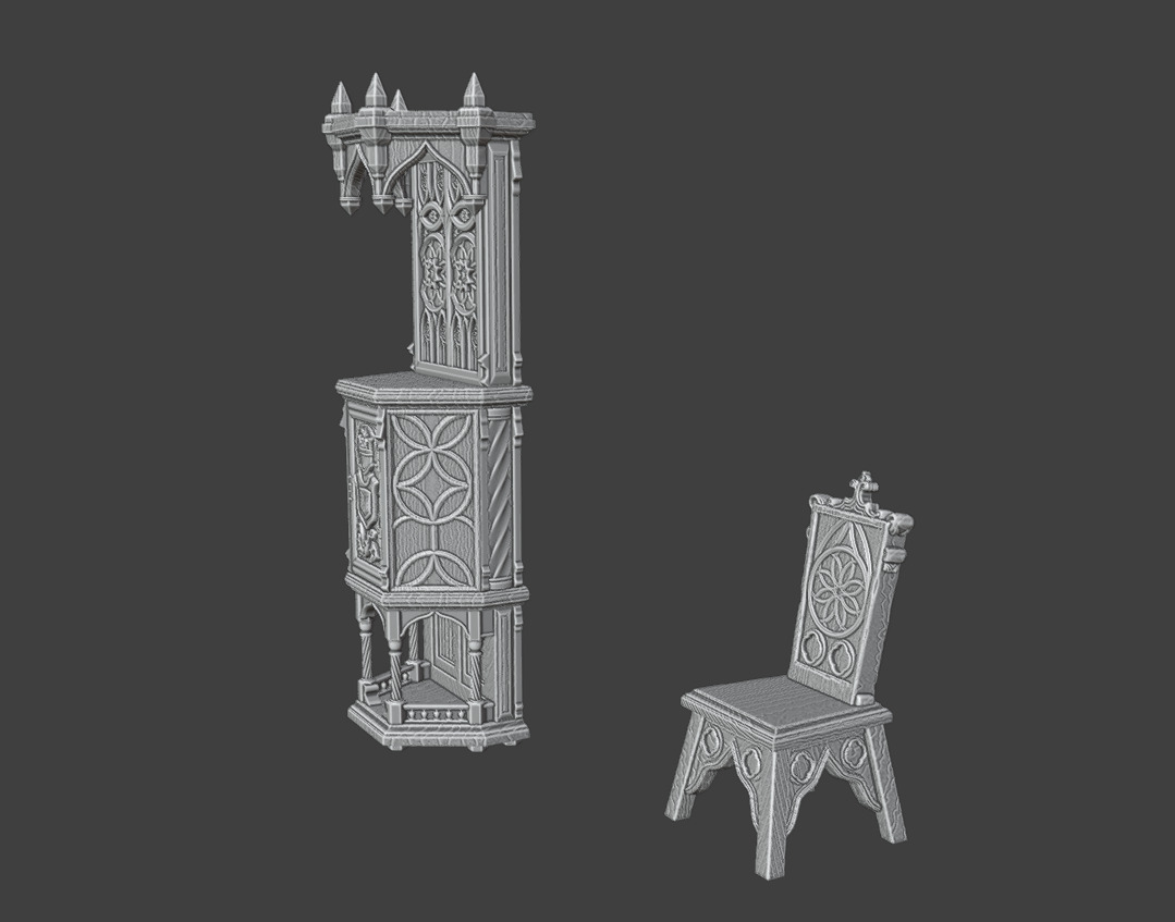 Gothic  Furniture  Set 2 3D print model_14