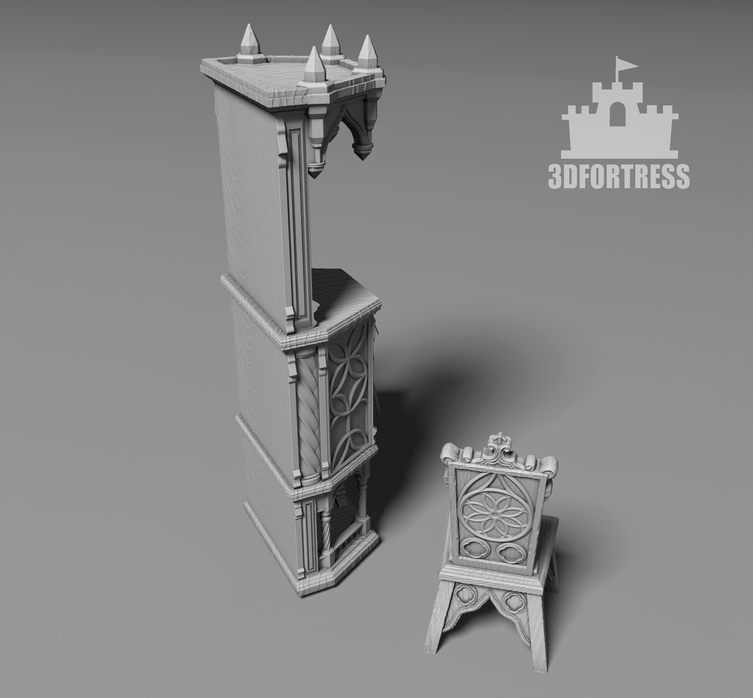 Gothic  Furniture  Set 2 3D print model_2