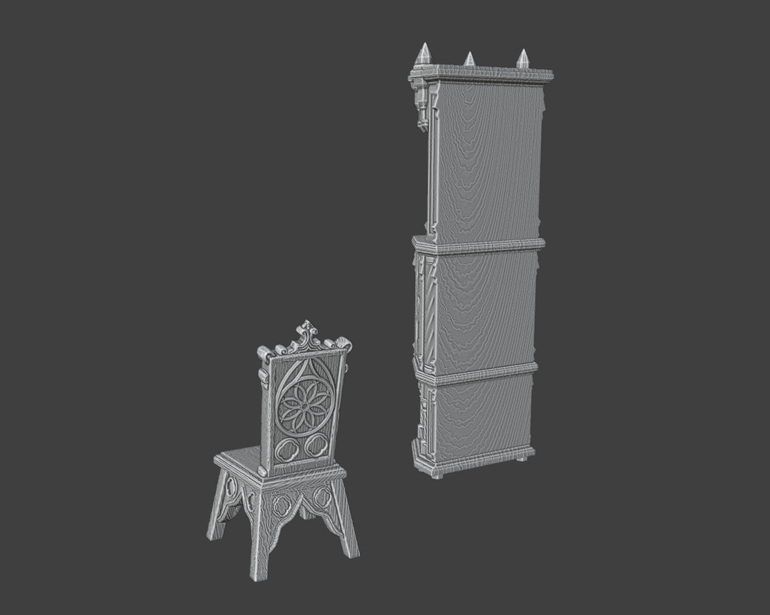 Gothic  Furniture  Set 2 3D print model_11