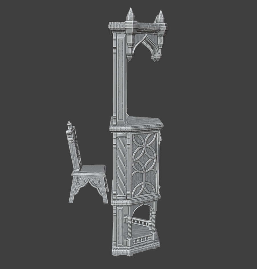 Gothic  Furniture  Set 2 3D print model_7