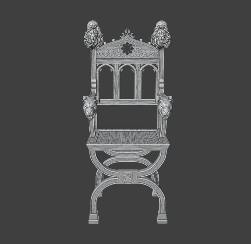 Chair  lion 3D print model_4