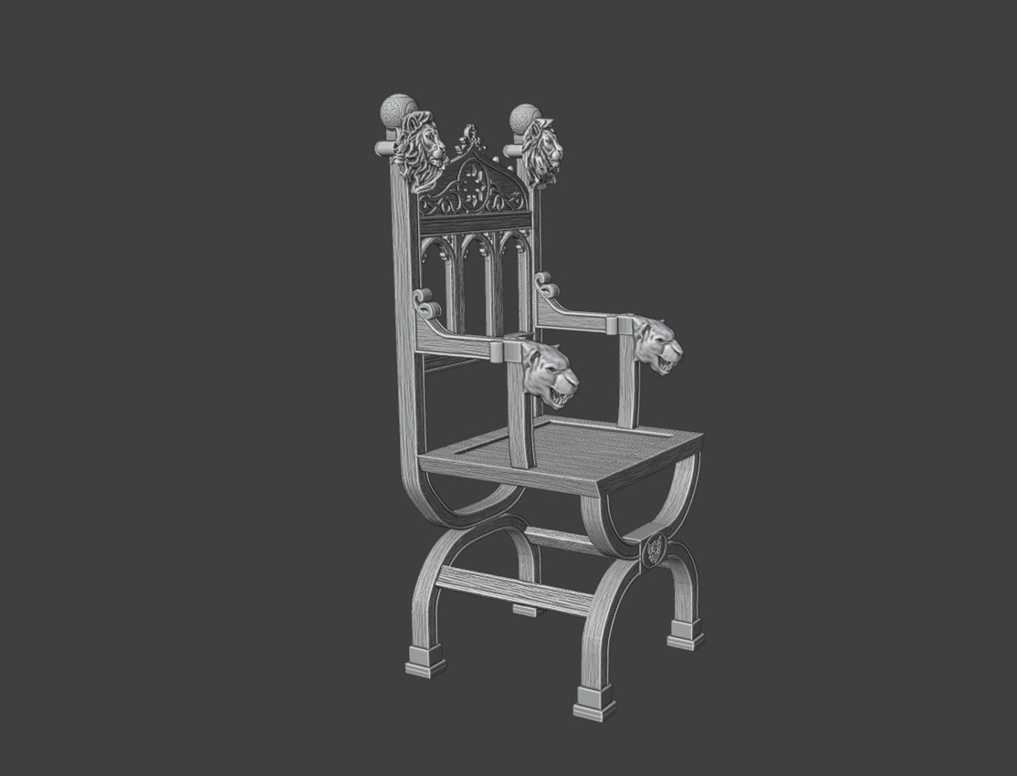 Chair  lion 3D print model_6
