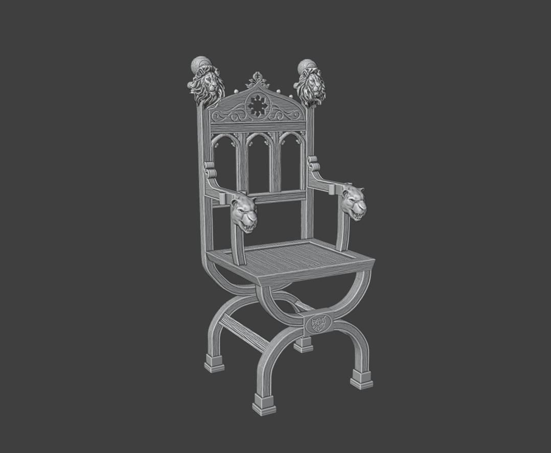 Chair  lion 3D print model_5