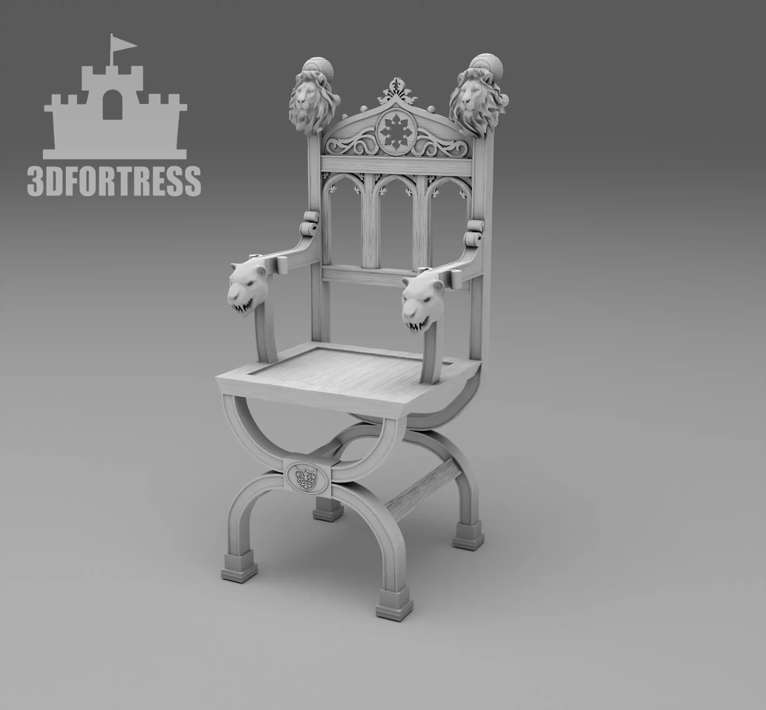 Chair  lion 3D print model_0