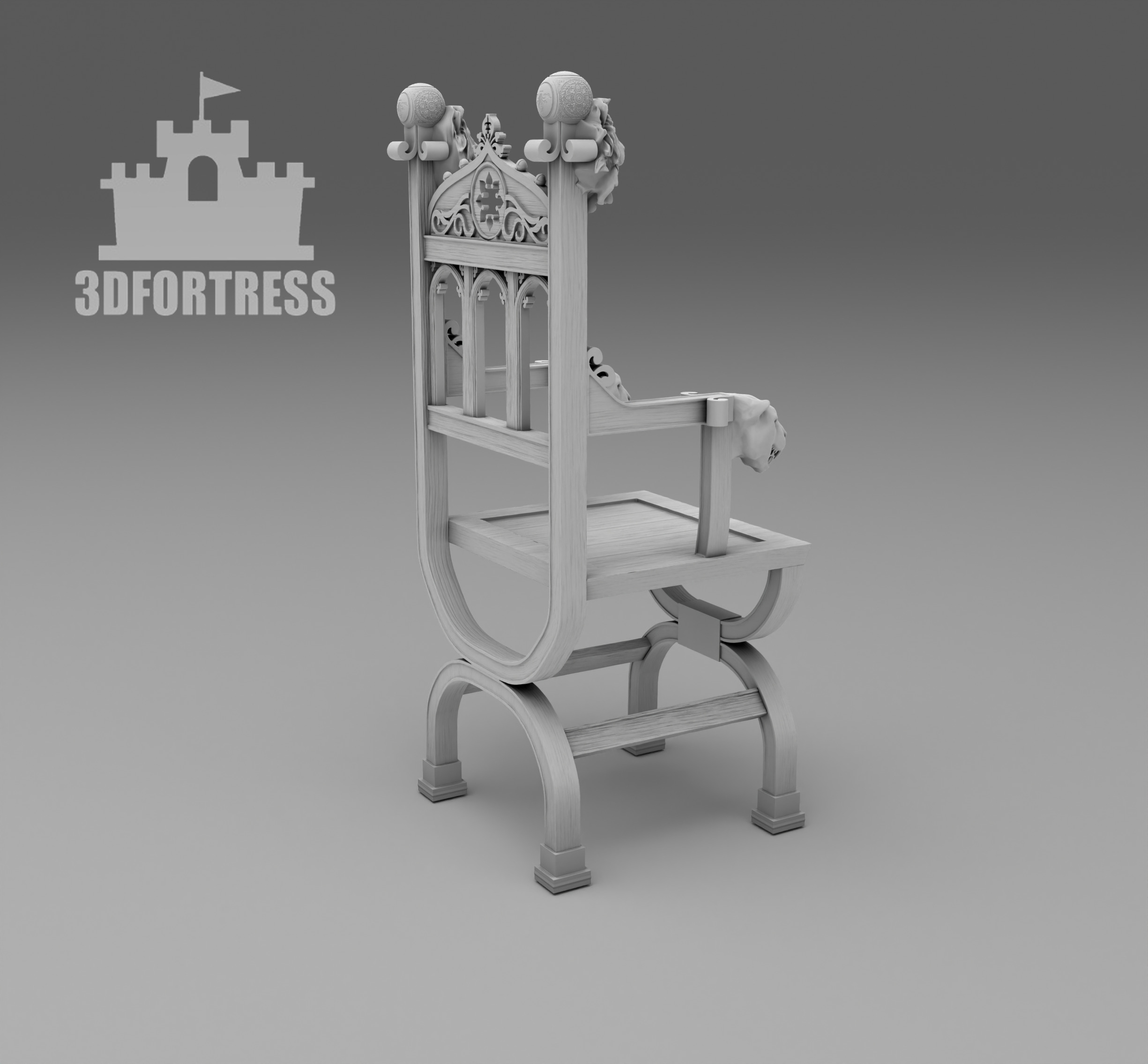 Chair  lion 3D print model_3