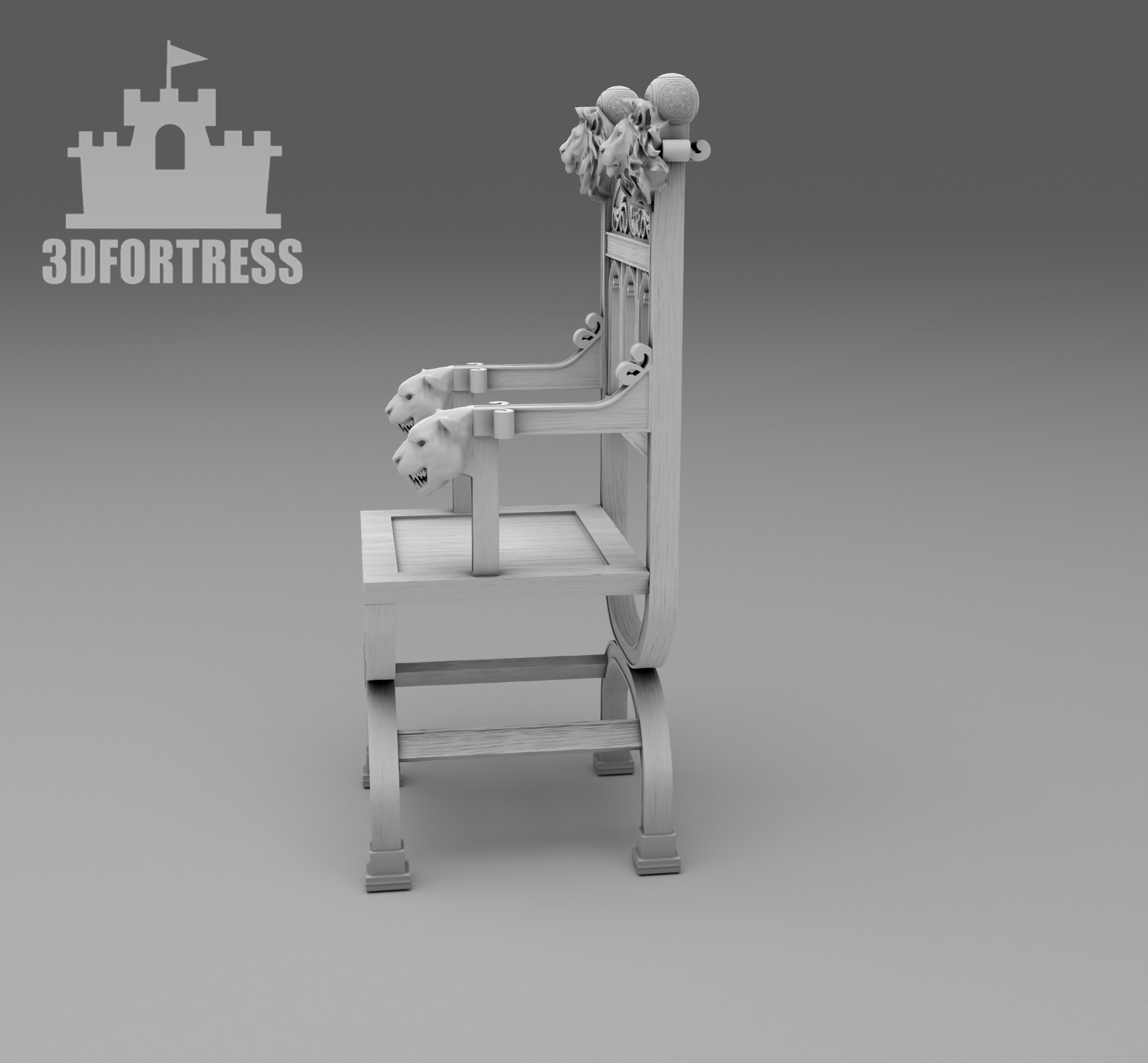 Chair  lion 3D print model_1