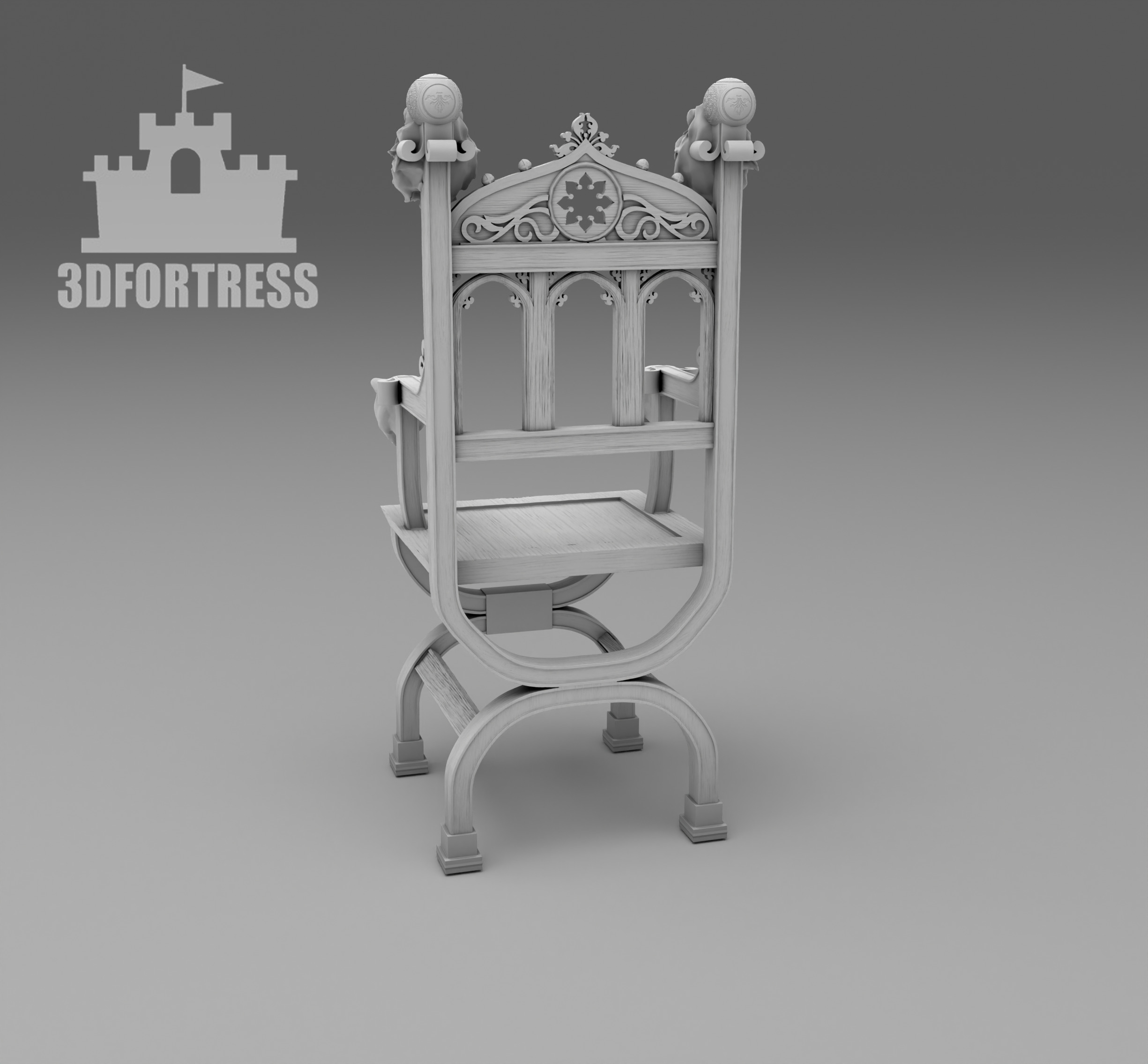 Chair  lion 3D print model_2