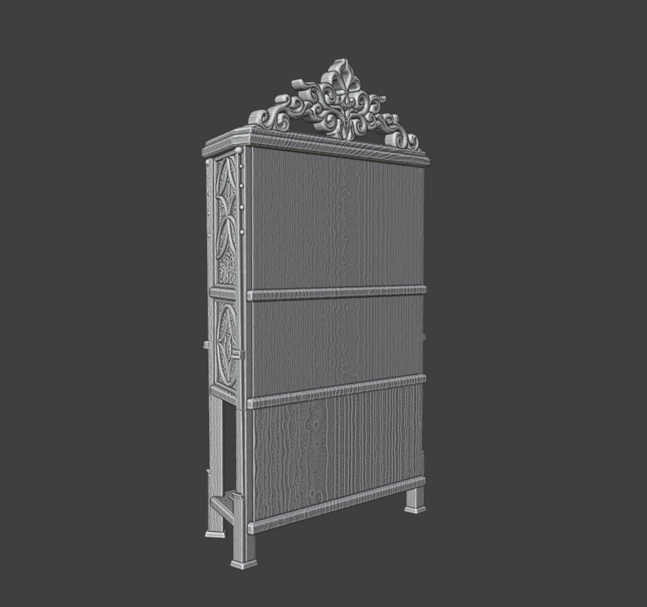 Antique Gothic Cabinet 3D print model_11