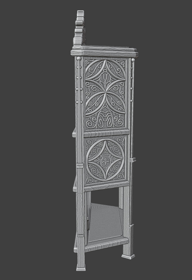 Antique Gothic Cabinet 3D print model_7