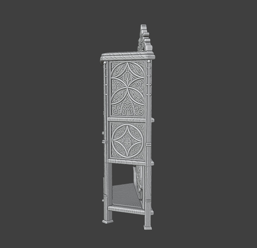 Antique Gothic Cabinet 3D print model_13