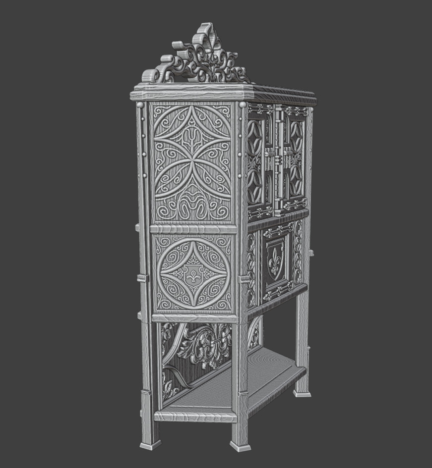 Antique Gothic Cabinet 3D print model_6