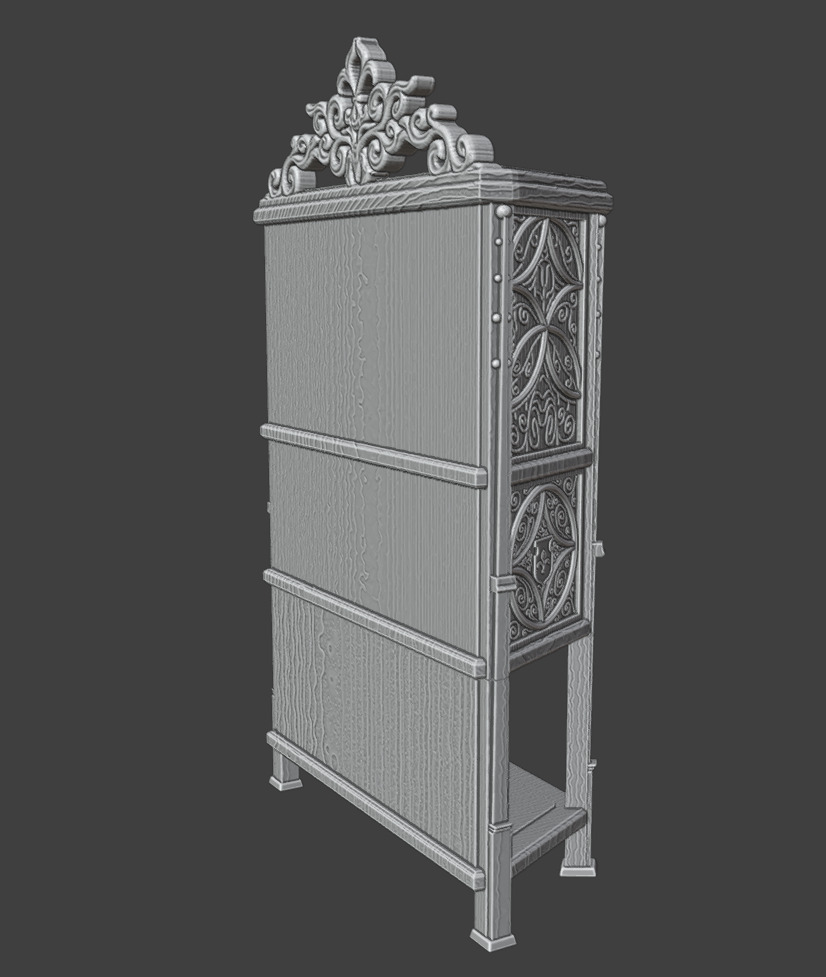 Antique Gothic Cabinet 3D print model_8