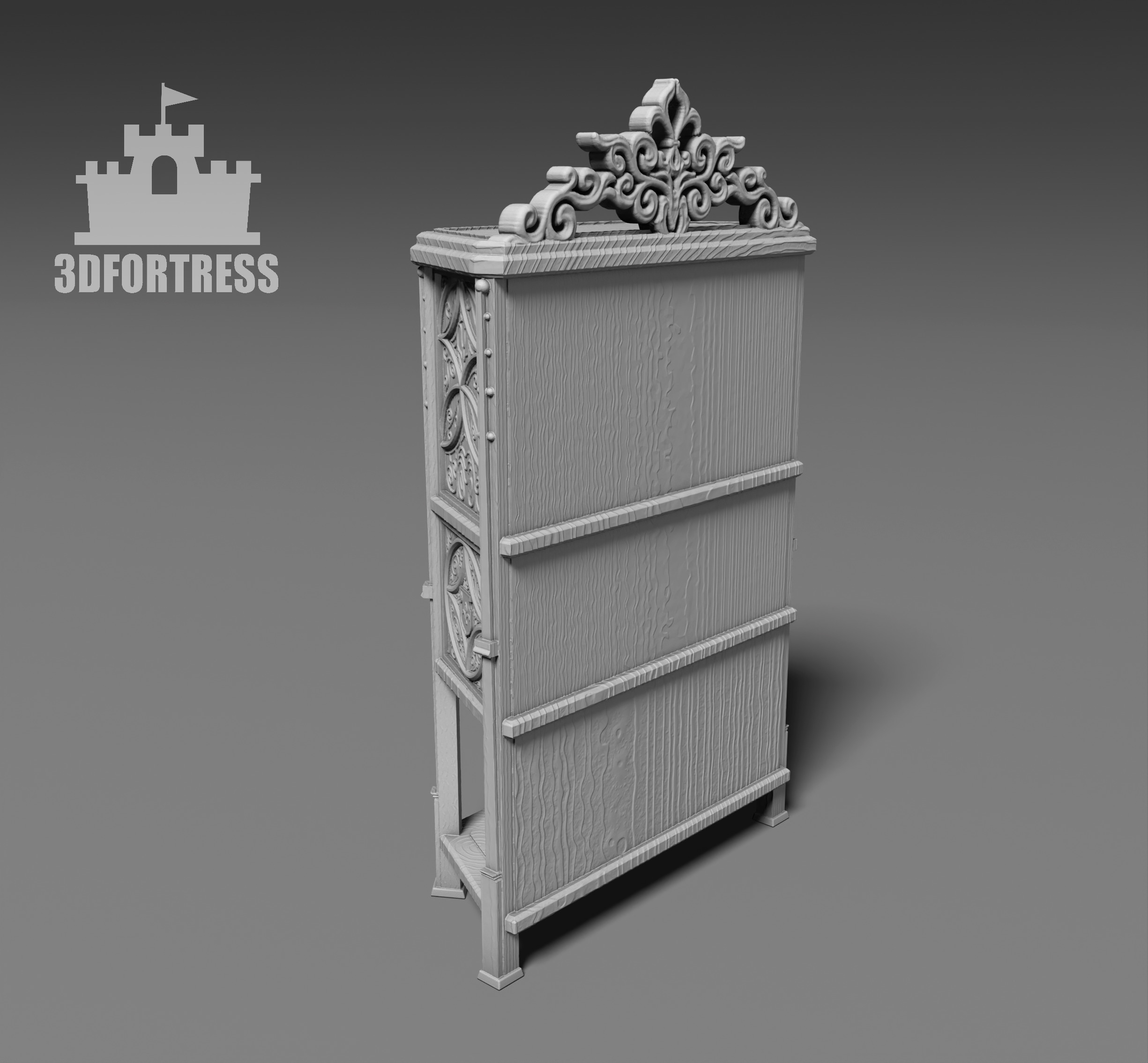 Antique Gothic Cabinet 3D print model_1
