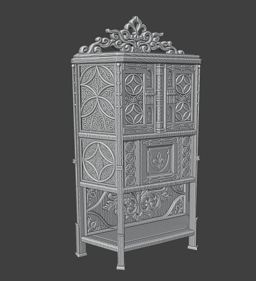 Antique Gothic Cabinet 3D print model_5
