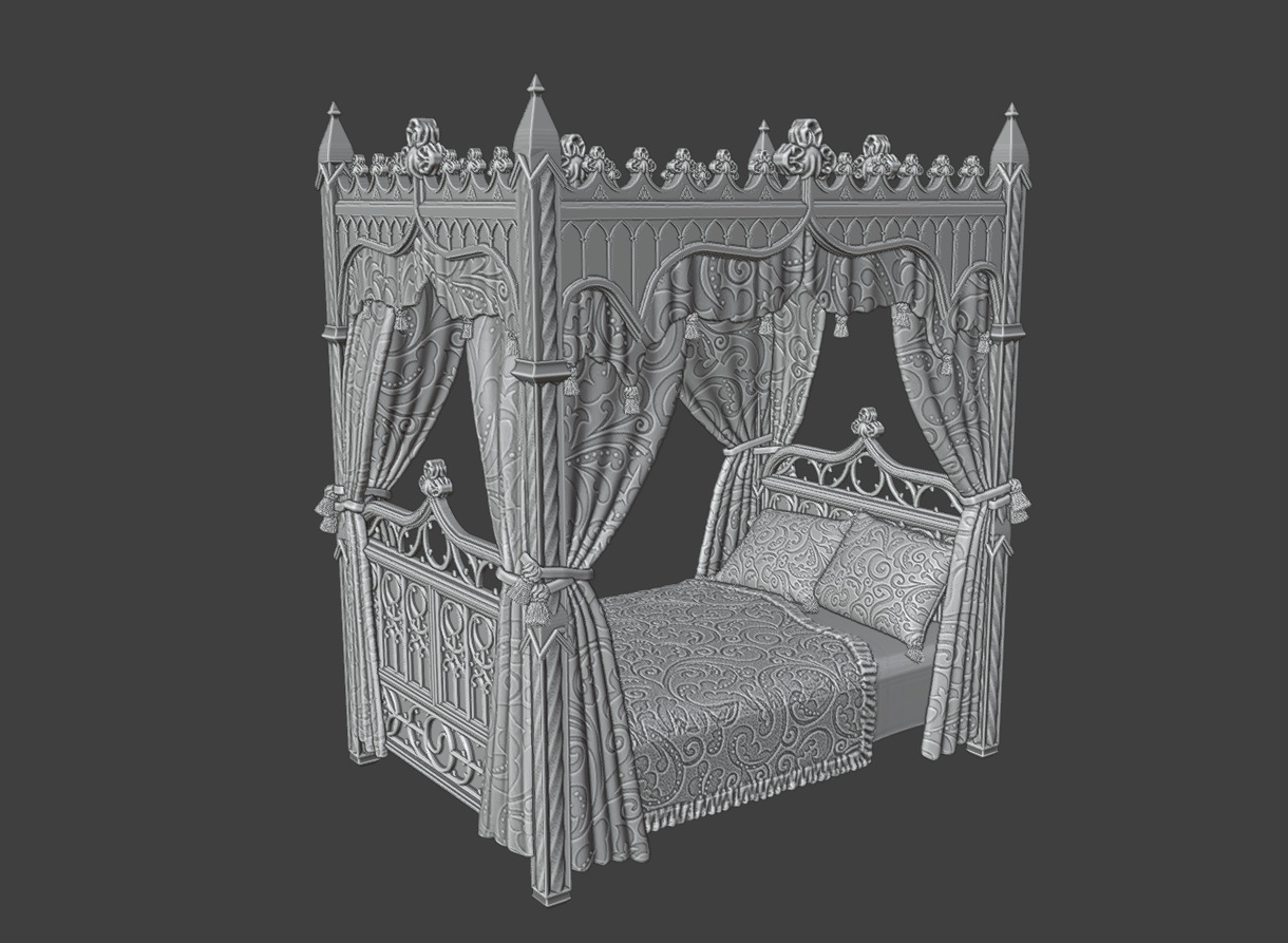 Antique gothic bed 1 3D print model_14