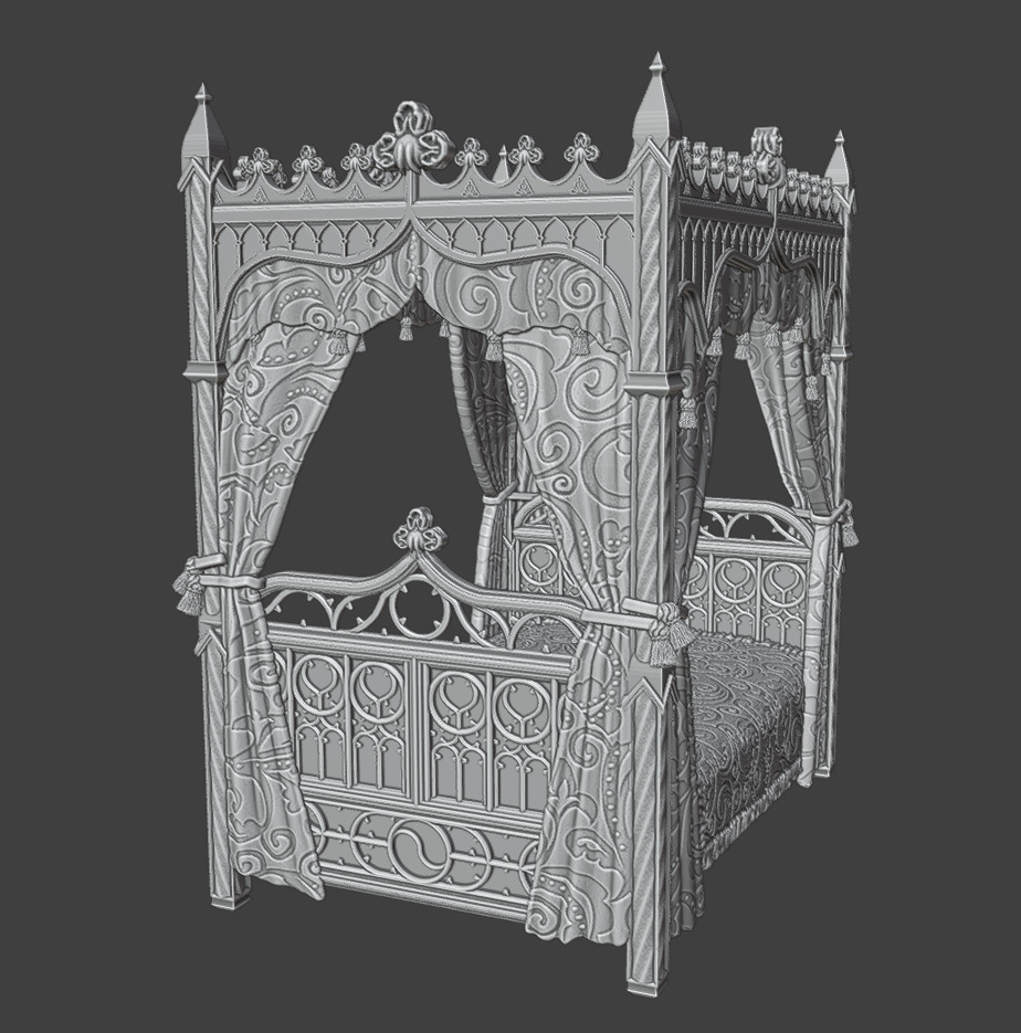 Antique gothic bed 1 3D print model_9