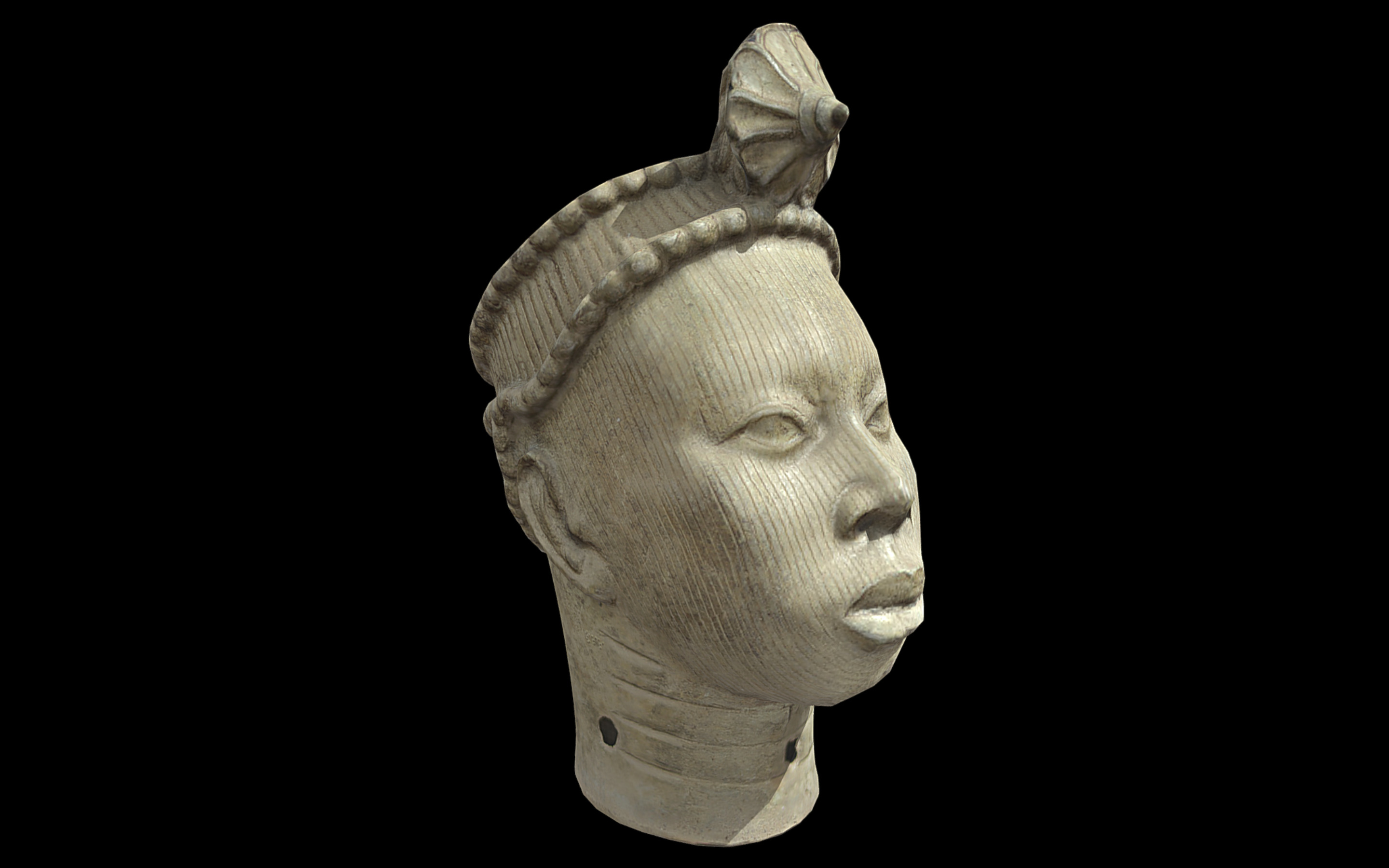 Crowned Head of an Oni Low-poly 3D model_1