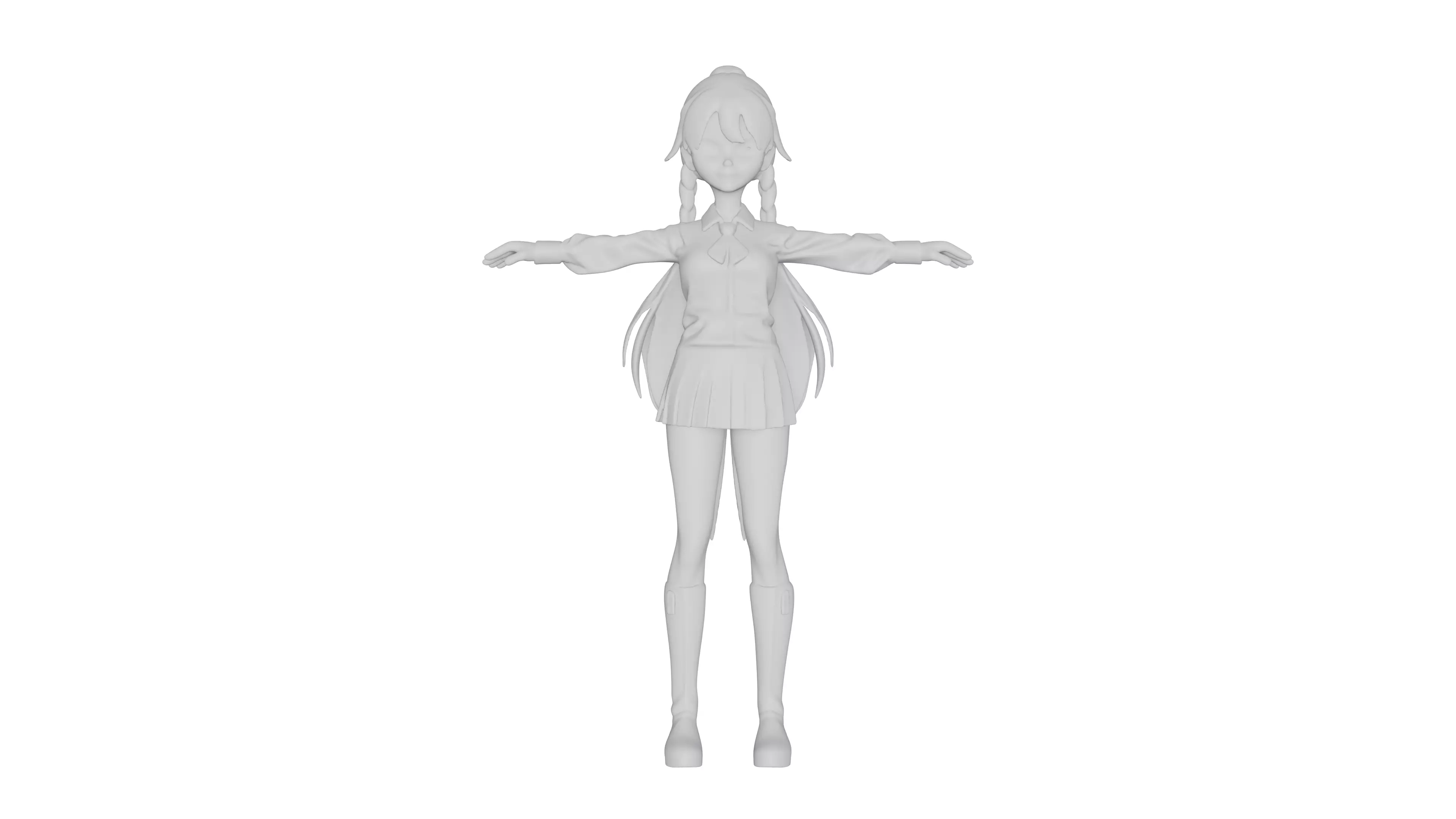 T-Pose 3D Female Character for Animation and Game Design 3D model_0