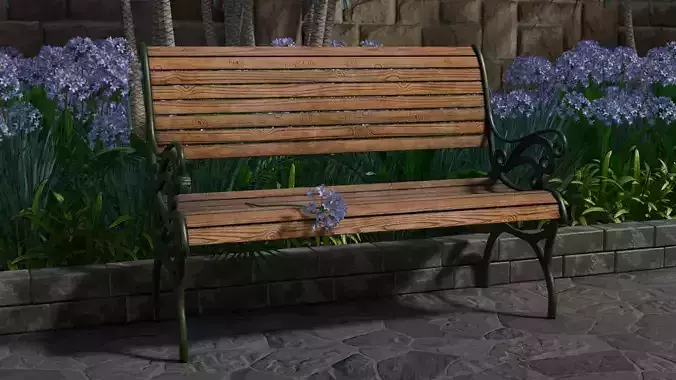 Nr-08 Bench - Wood and Steel 3D model